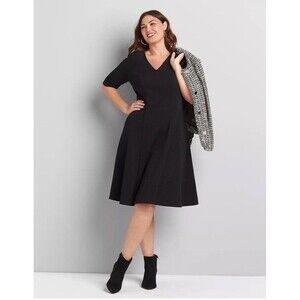 Lane Bryant Women’s Dress Textured‎ Black Fit & Flare Plus Size 22/24 Career Zip